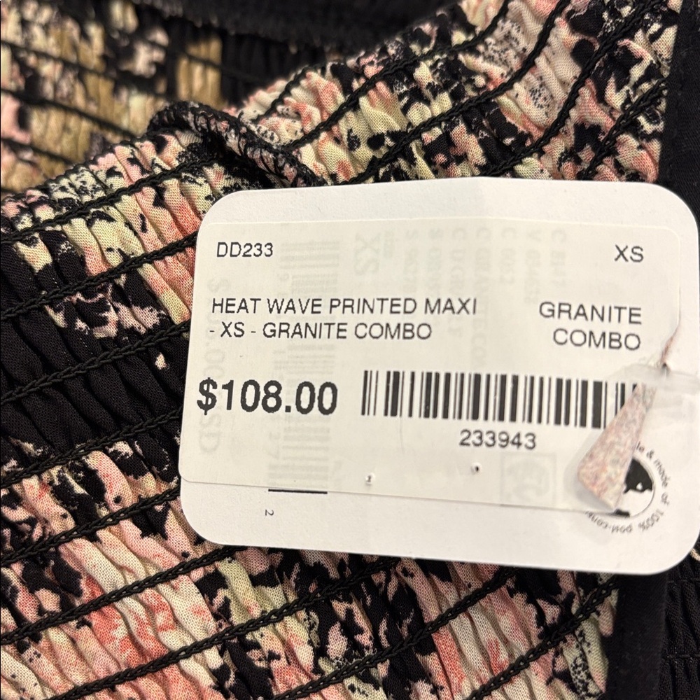 Free People Heat Wave Printed Maxi Dress Black Granite Combo Floral XS NWT Boho - Picture 7 of 8